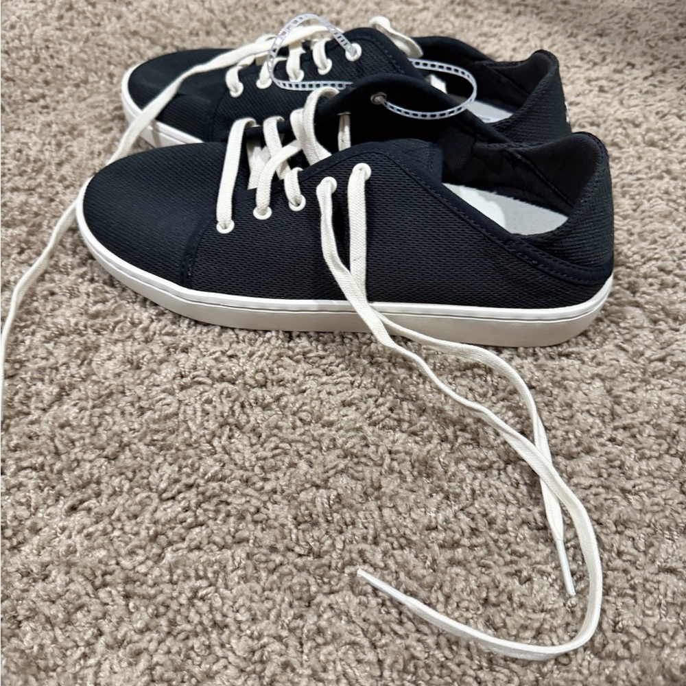 Olukai Pehuea Li’Ili Women 7.5 9 Black Mesh Shoes Sneakers Lace Up Slip On New - Picture 6 of 8
